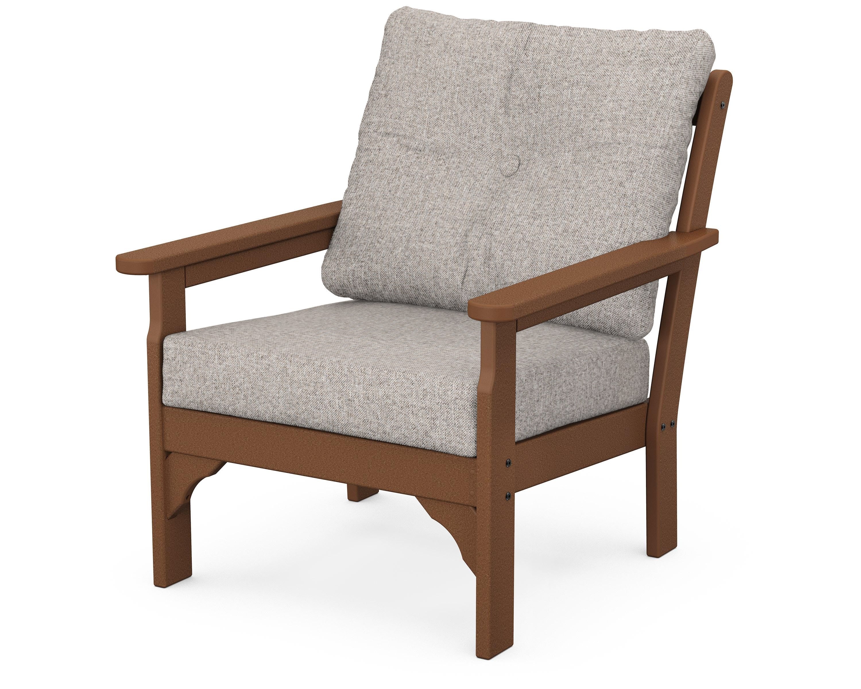 POLYWOOD® Vineyard Deep Seating Chair in Teak / Weathered Tweed