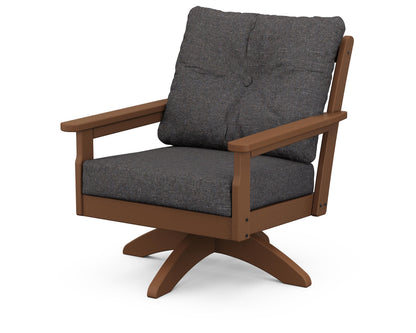 POLYWOOD® Vineyard Deep Seating Swivel Chair in Teak / Ash Charcoal
