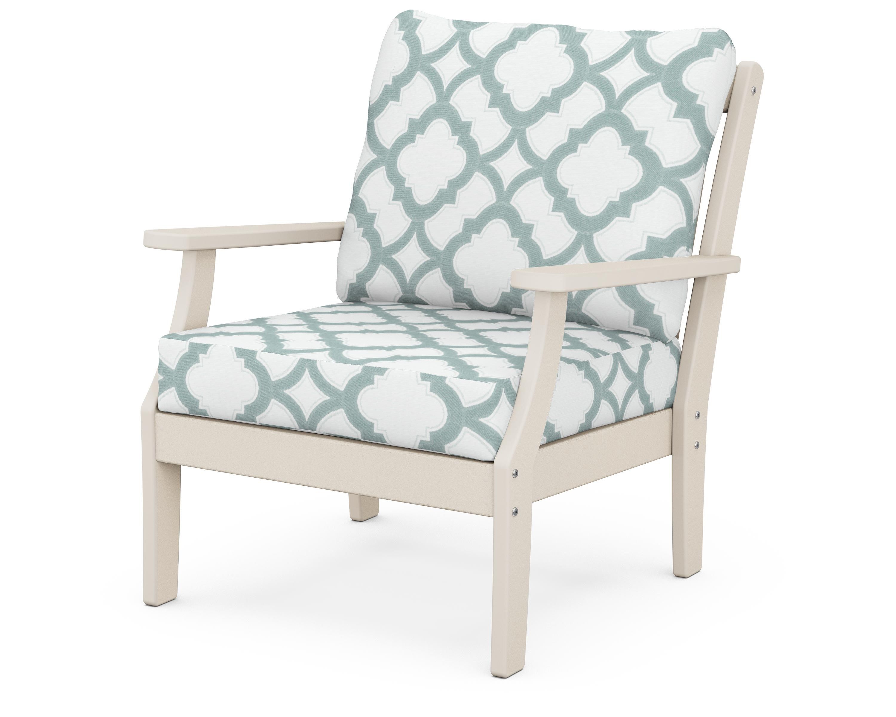 POLYWOOD® Braxton Deep Seating Chair in Sand / Trellis Glacier Spa