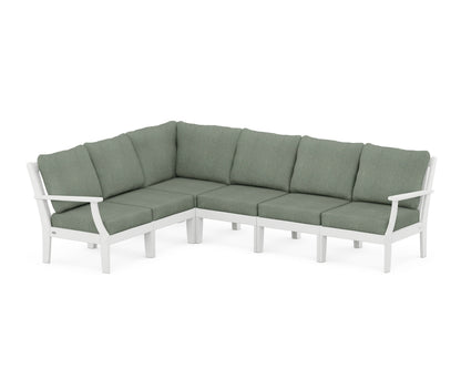 POLYWOOD® Braxton Modular 6-Piece Deep Seating Set in White / Cast Sage