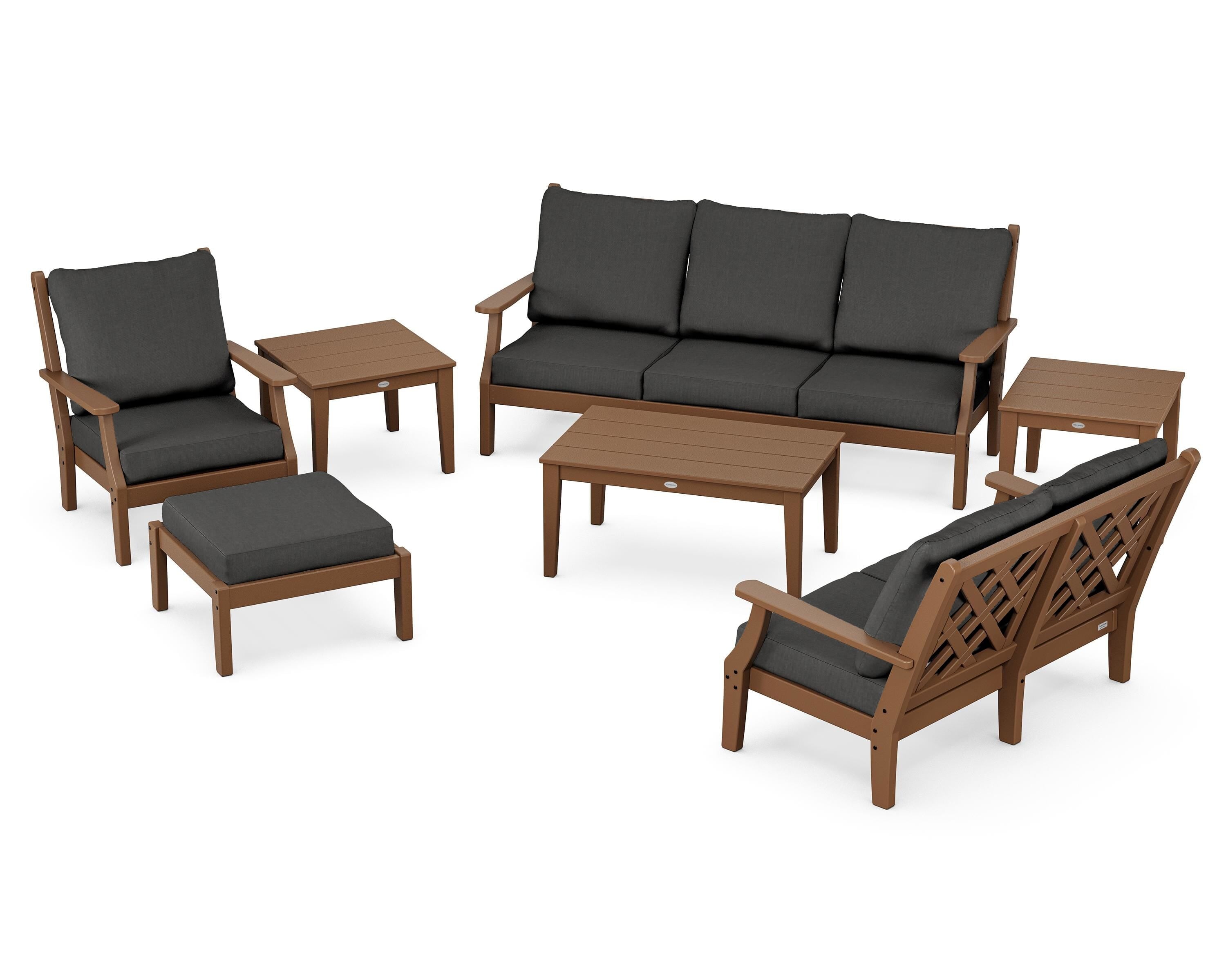 Country Living Wovendale 7-Piece Deep Seating Set in Teak / Spectrum Carbon