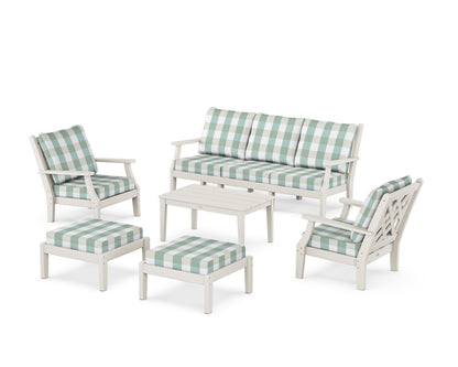 Country Living Wovendale 6-Piece Lounge Sofa Set in Sand / Buffalo Plaid Glacier Spa