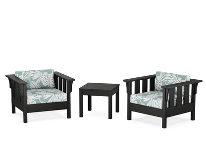 Martha Stewart by POLYWOOD® Acadia 3-Piece Deep Seating Set in Black / Leaf Glacier Spa