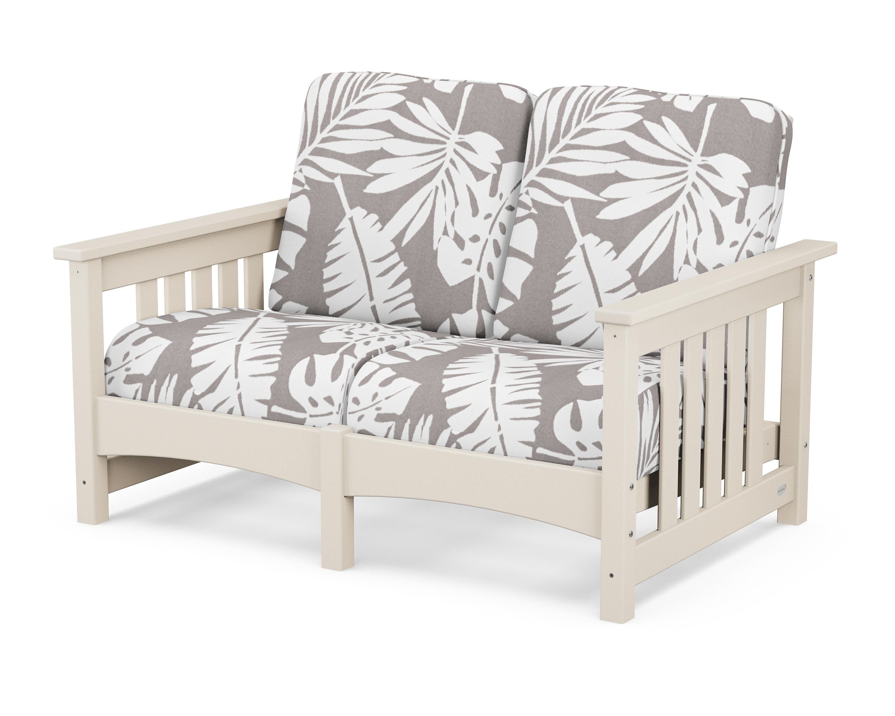 POLYWOOD® Club Mission Loveseat in Sand / Leaf Grey Mist