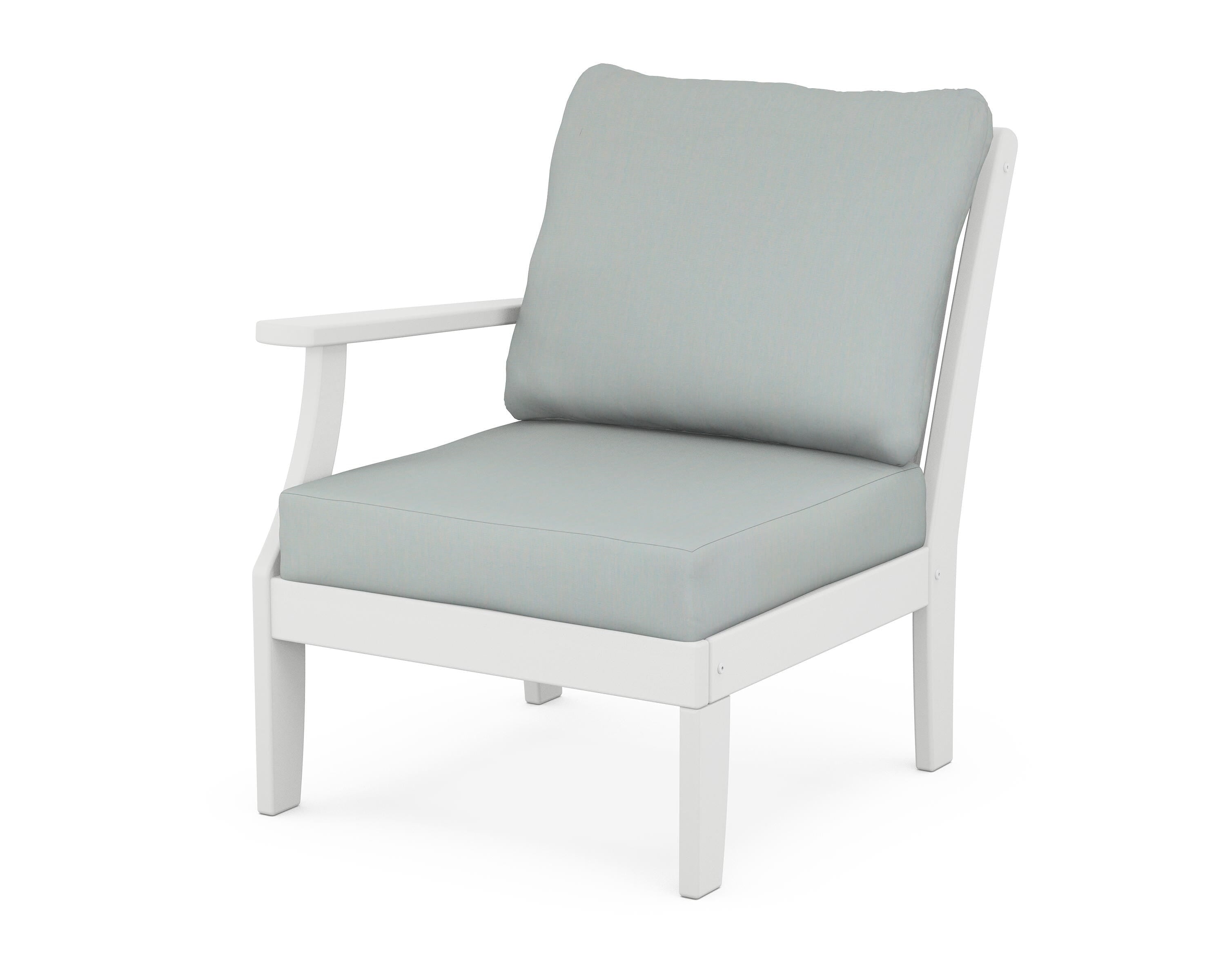 POLYWOOD® Braxton Modular Left Arm Chair in White / Spa