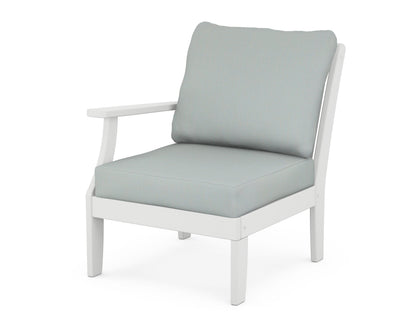 POLYWOOD® Braxton Modular Left Arm Chair in White / Spa