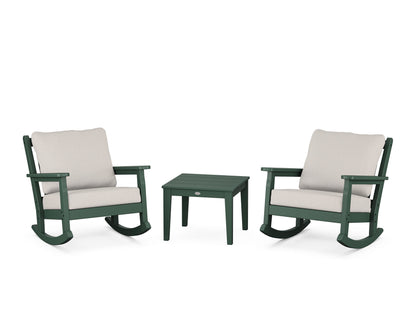 POLYWOOD® Chippendale 3-Piece Deep Seating Rocker Set in Green / Cast Ash