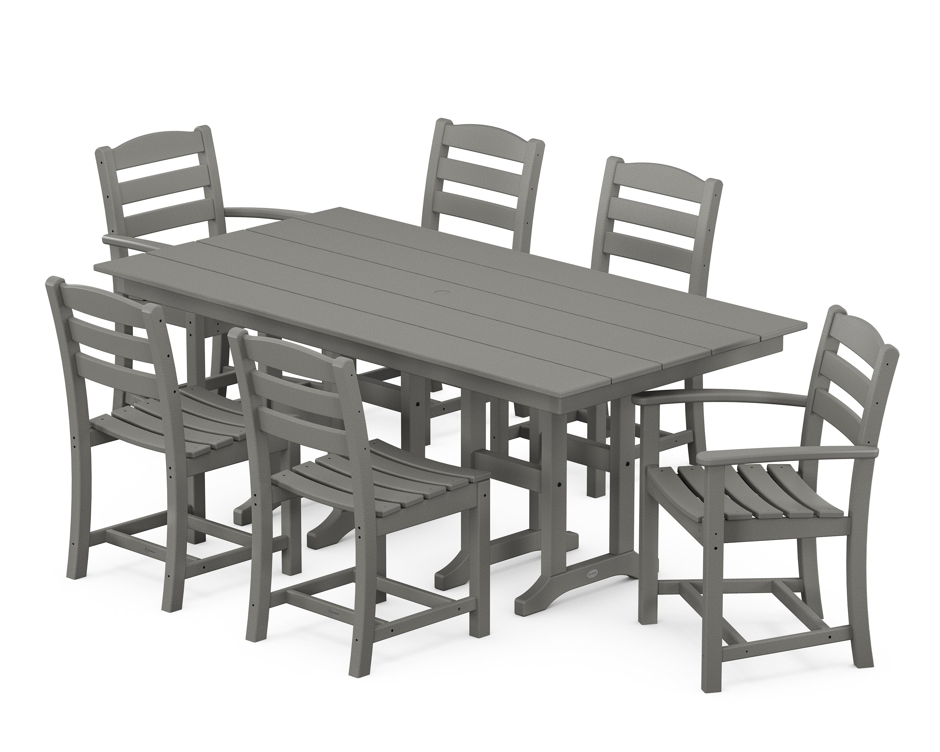 POLYWOOD® La Casa Café 7-Piece Farmhouse Dining Set in Slate Grey