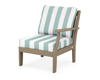 POLYWOOD® Braxton Modular Right Arm Chair in Vintage Sahara / Cabana Stripe Glacier Spa