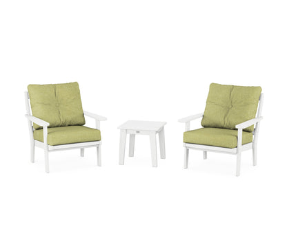 POLYWOOD® Mission 3-Piece Deep Seating Set in White / Chartreuse Boucle