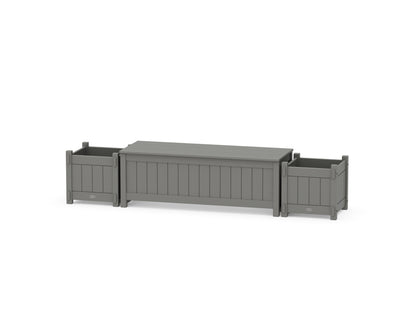 POLYWOOD® 48" Vineyard Straight Planter Storage Bench Set in Slate Grey