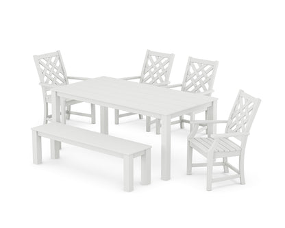 Country Living Wovendale 6-Piece Parsons Dining Set with Bench in White