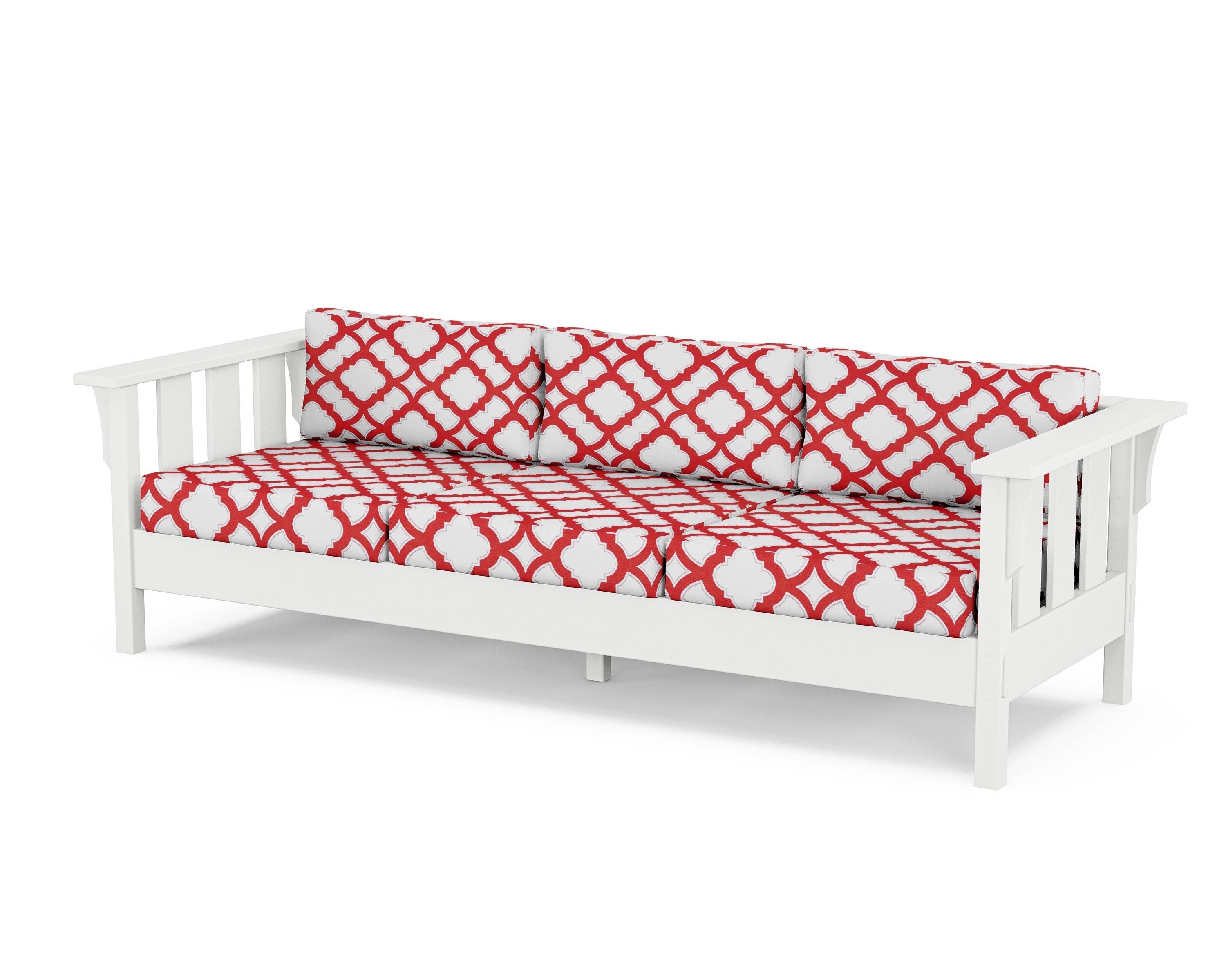 Martha Stewart by POLYWOOD® Acadia Deep Seating Sofa in White / Trellis Crimson