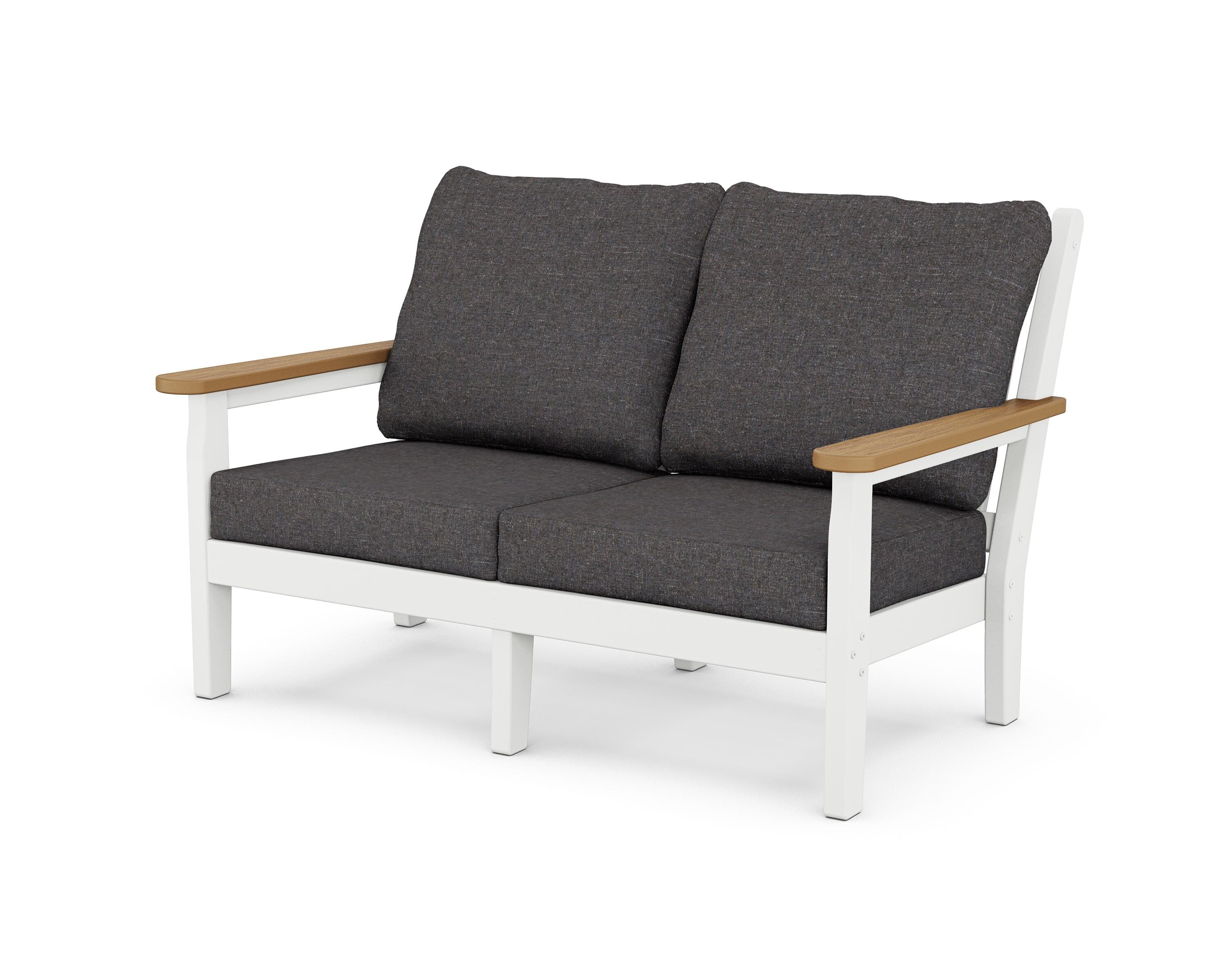 POLYWOOD® Chippendale Deep Seating Loveseat in White / Natural / Ash Charcoal