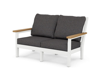 POLYWOOD® Chippendale Deep Seating Loveseat in White / Natural / Ash Charcoal