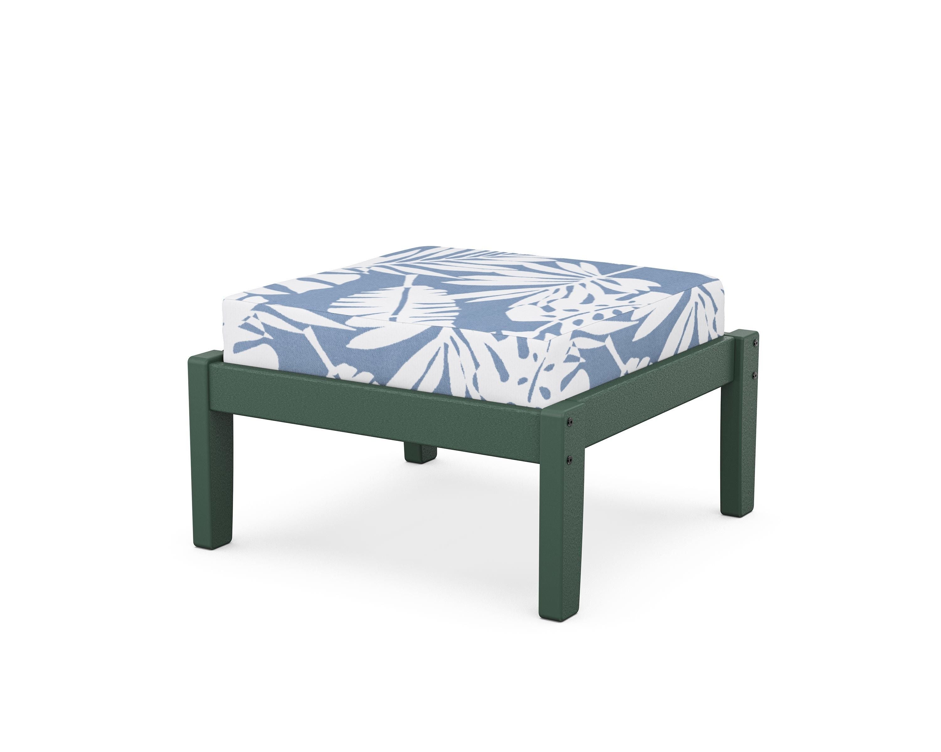 Unbranded Deep Seating Ottoman in Green / Leaf Sky Blue