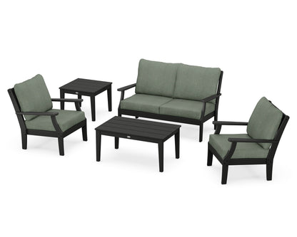 POLYWOOD® Braxton 5-Piece Deep Seating Set in Black / Cast Sage