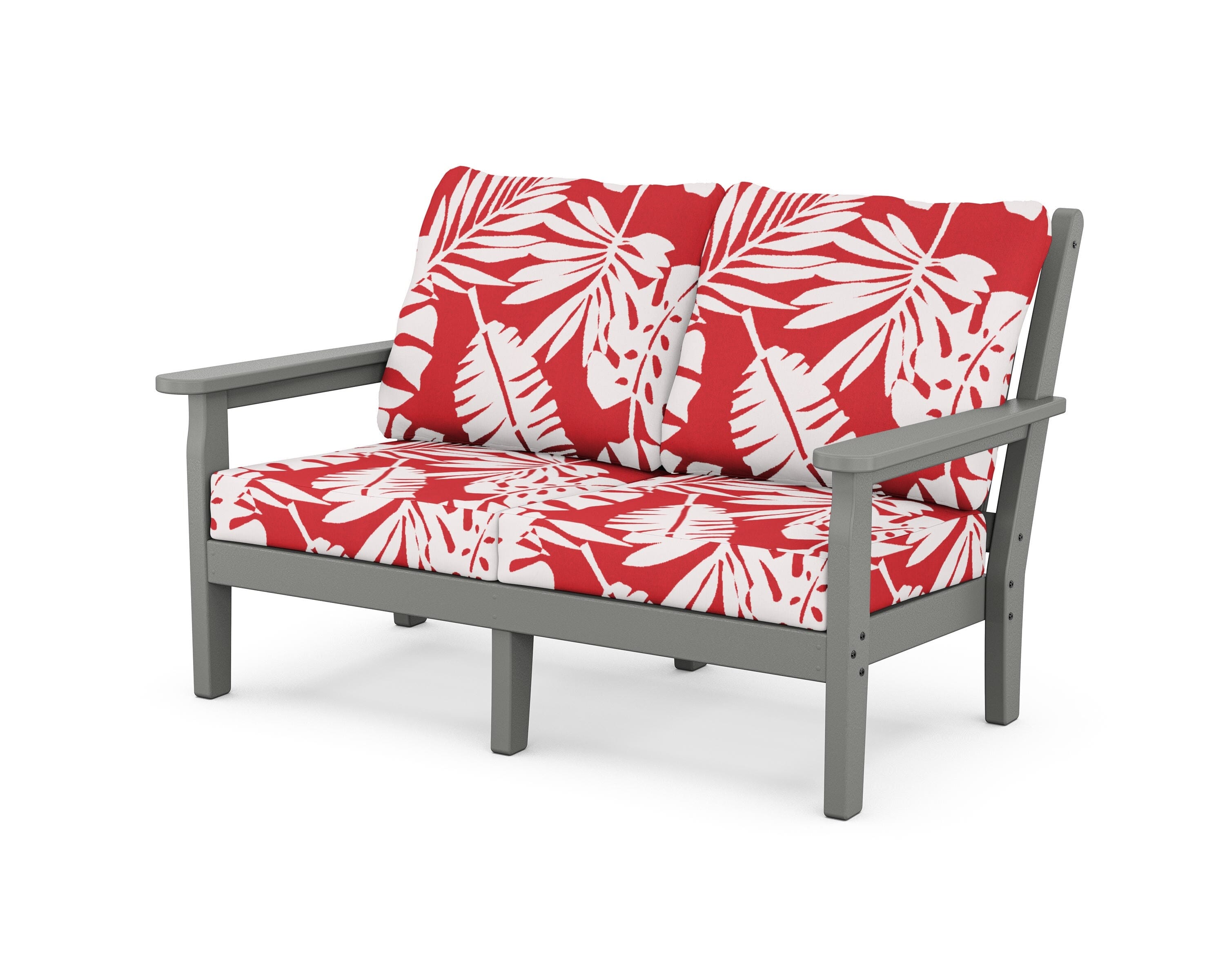 POLYWOOD® Chippendale Deep Seating Loveseat in Slate Grey / Leaf Crimson