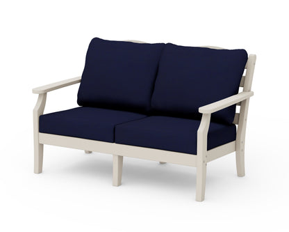 Draper James™ by  POLYWOOD® Savannah Deep Seating Loveseat in Sand / Navy