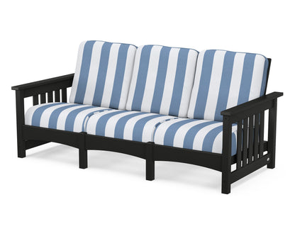 POLYWOOD® Club Mission Sofa in Black / Cabana Stripe Sky Blue