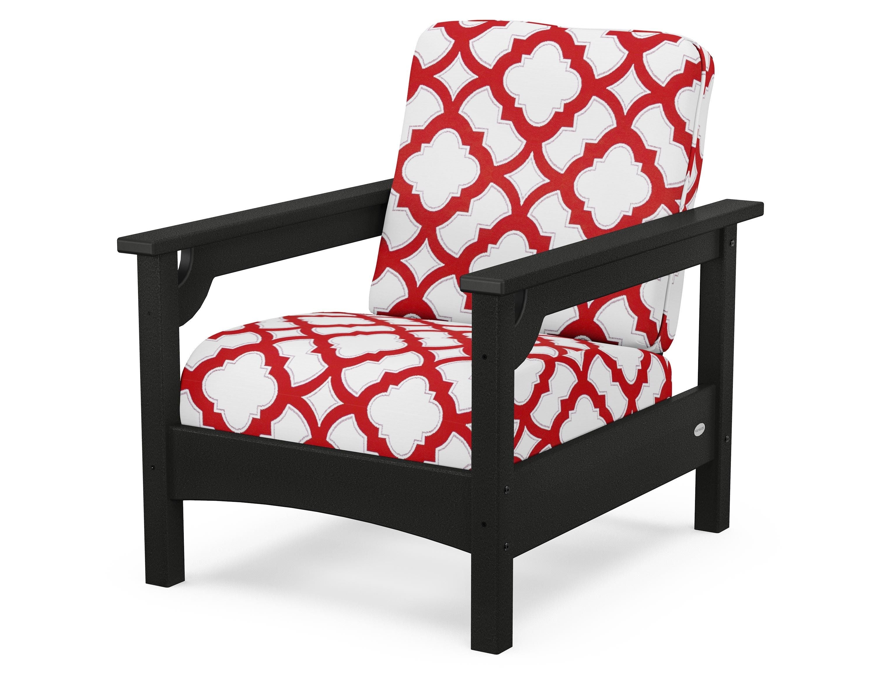 POLYWOOD® Club Chair in Black / Trellis Crimson