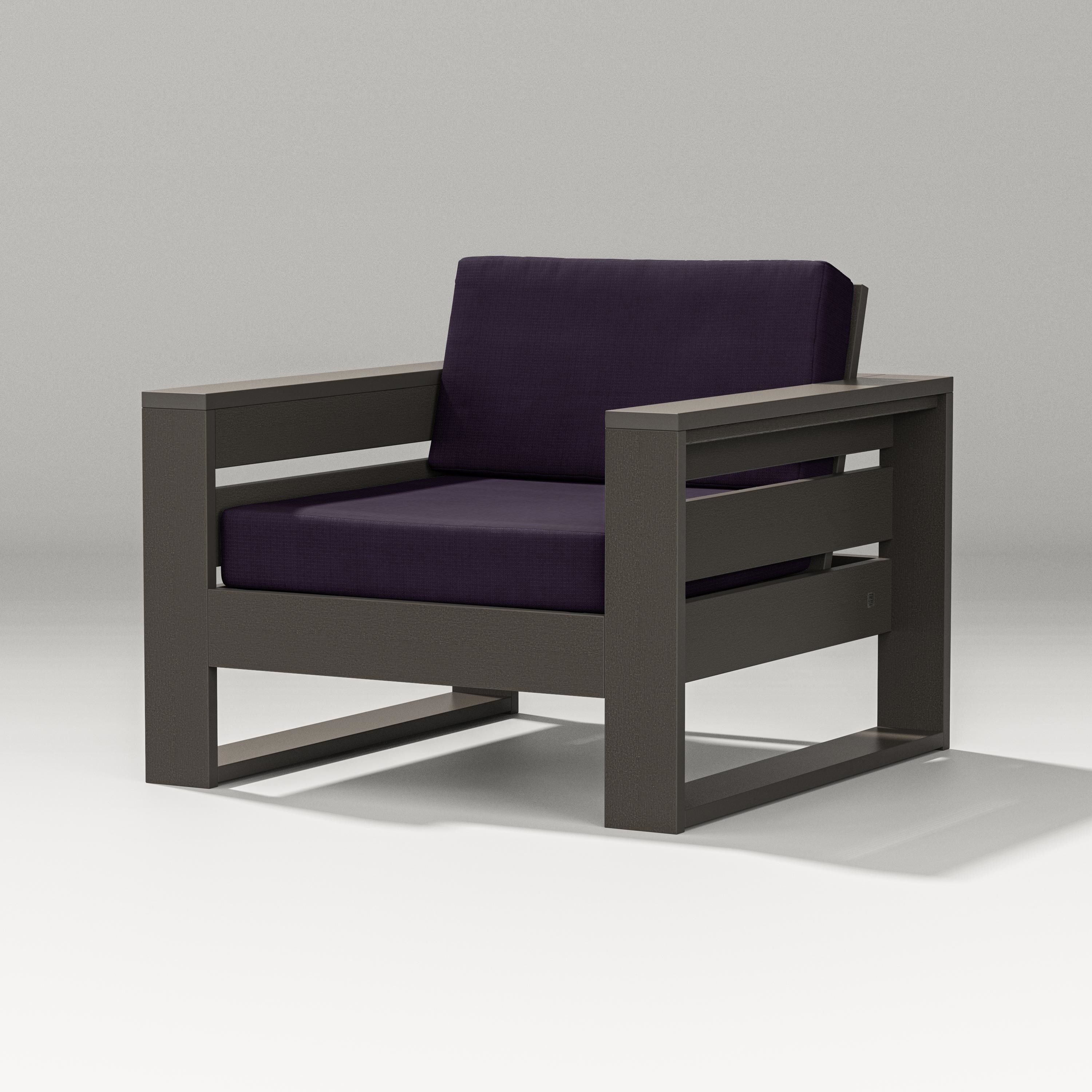 PW Designer Series Latitude Lounge Chair in Vintage Coffee / Navy Linen