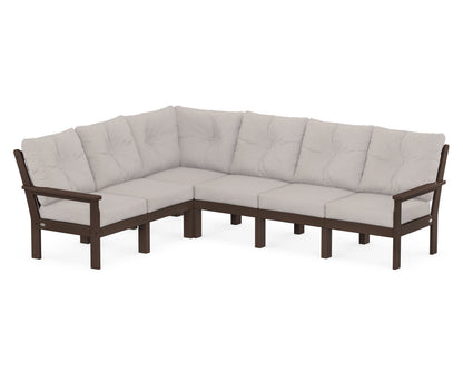 POLYWOOD® Vineyard 6-Piece Sectional in Mahogany / Dune Burlap