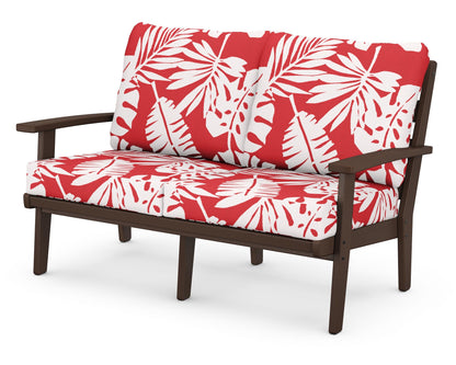 POLYWOOD® Grant Park Deep Seating Loveseat in Mahogany / Leaf Crimson
