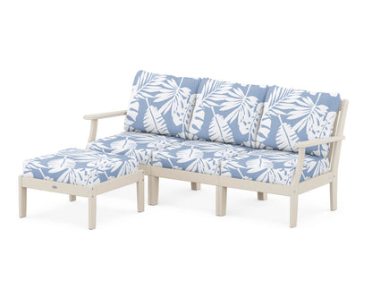 POLYWOOD® Braxton Modular 4-Piece Deep Seating Set with Ottoman in Sand / Leaf Sky Blue
