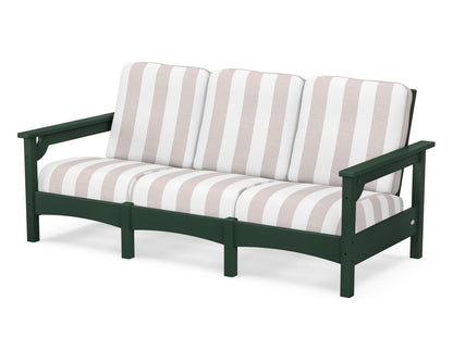 POLYWOOD® Club Sofa in Green / Cabana Stripe Dune Burlap
