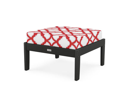 Country Living Cottage Deep Seating Ottoman in Black / Trellis Crimson