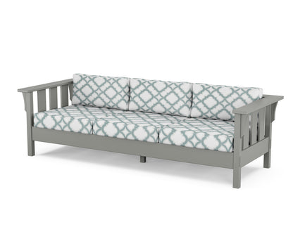 Martha Stewart by POLYWOOD® Acadia Deep Seating Sofa in Slate Grey / Trellis Glacier Spa