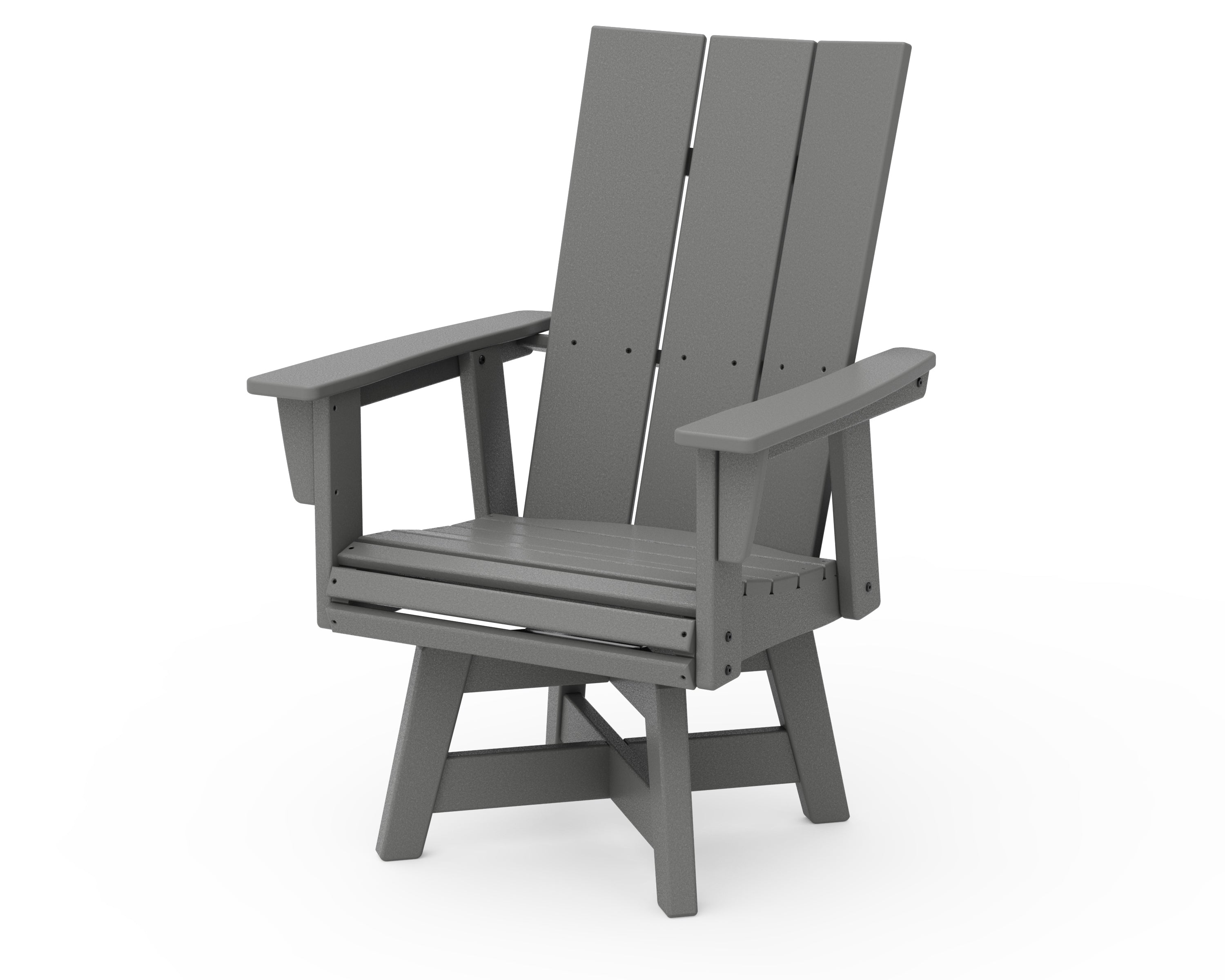 POLYWOOD® Modern Curveback Adirondack Swivel Dining Chair in Slate Grey