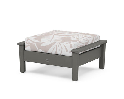 POLYWOOD® Prescott Deep Seating Ottoman in Slate Grey / Leaf Dune Burlap