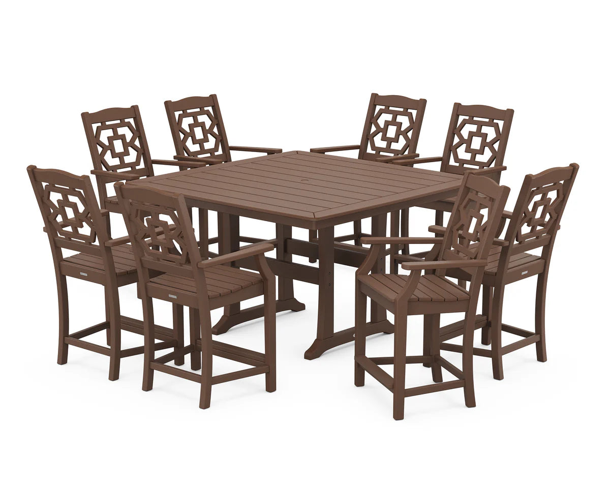 Chinoiserie 9-Piece Square Counter Set with Trestle Legs