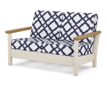 POLYWOOD® Harbour Deep Seating Loveseat in Sand / Natural / Trellis Navy