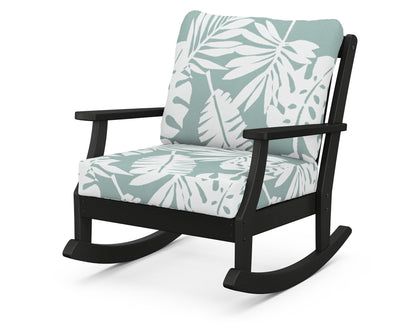 POLYWOOD® Braxton Deep Seating Rocking Chair in Black / Leaf Glacier Spa