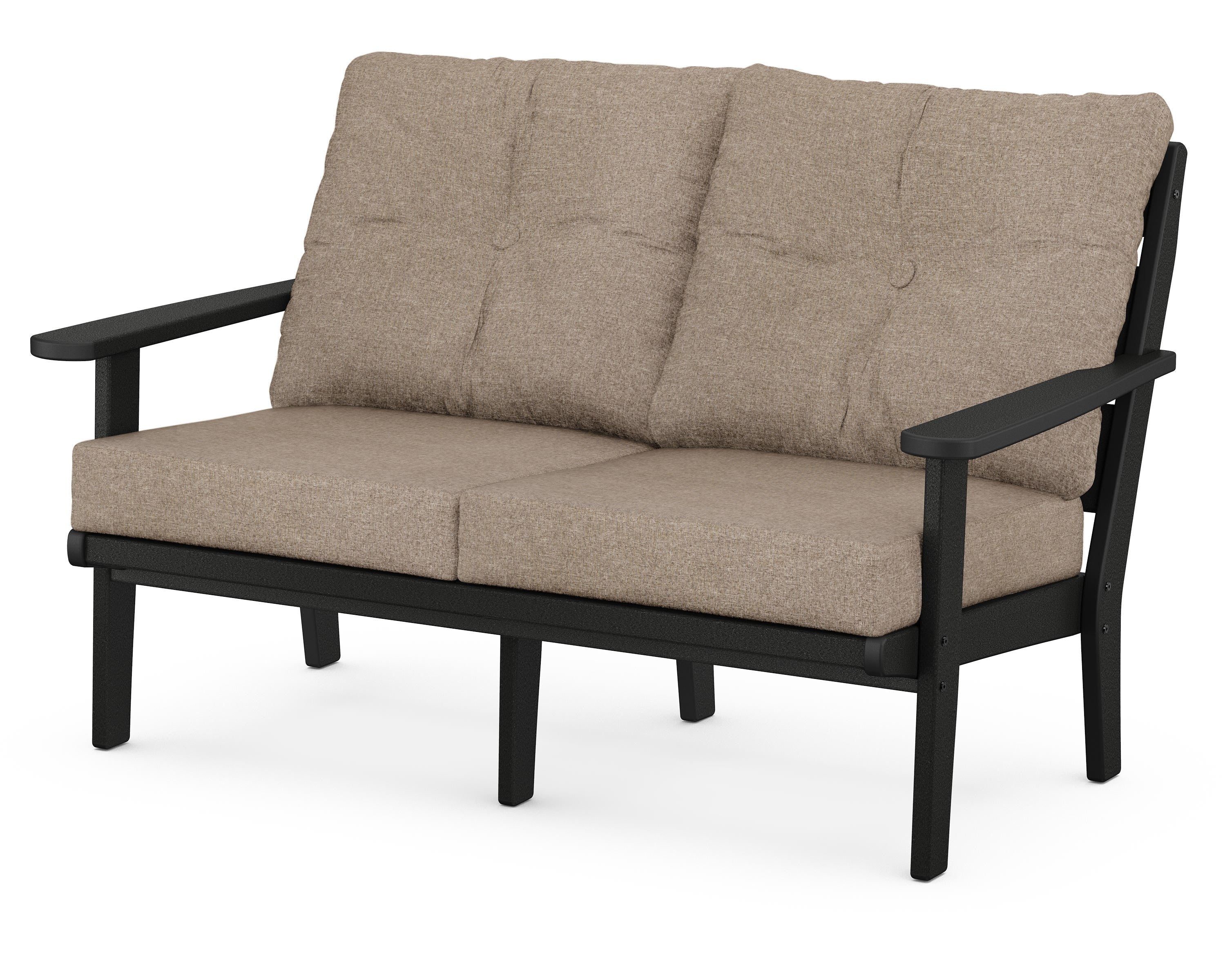 POLYWOOD® Lakeside Deep Seating Loveseat in Black / Spiced Burlap