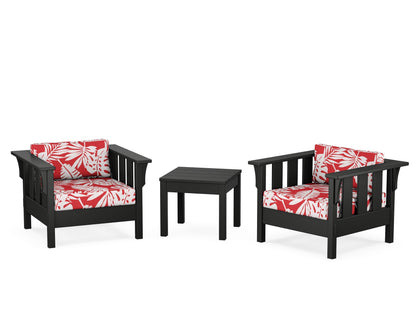 Martha Stewart by POLYWOOD® Acadia 3-Piece Deep Seating Set in Black / Leaf Crimson