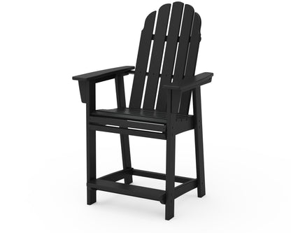 POLYWOOD® Vineyard Curveback Adirondack Counter Chair in Black