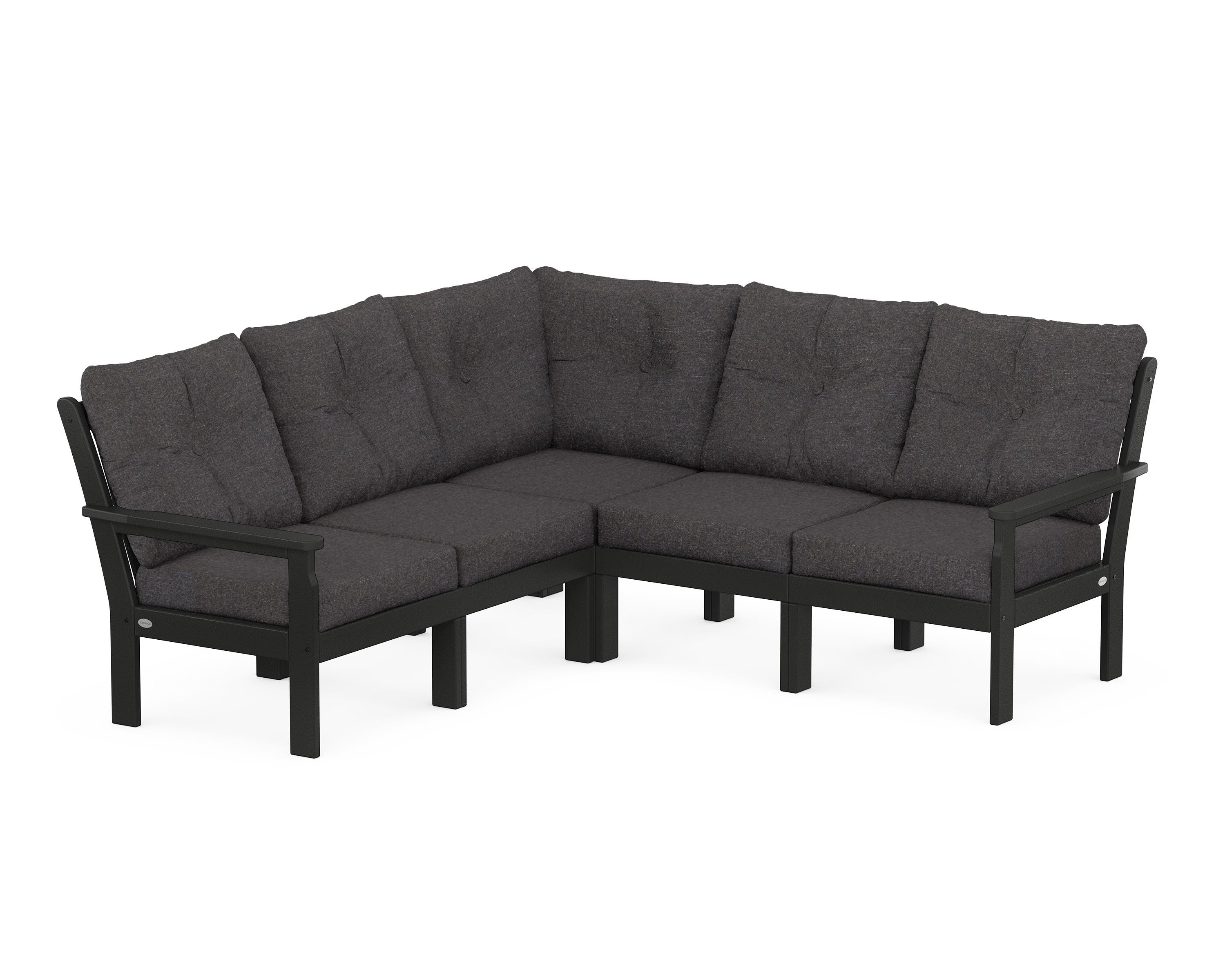 POLYWOOD® Vineyard 5-Piece Sectional in Black / Ash Charcoal