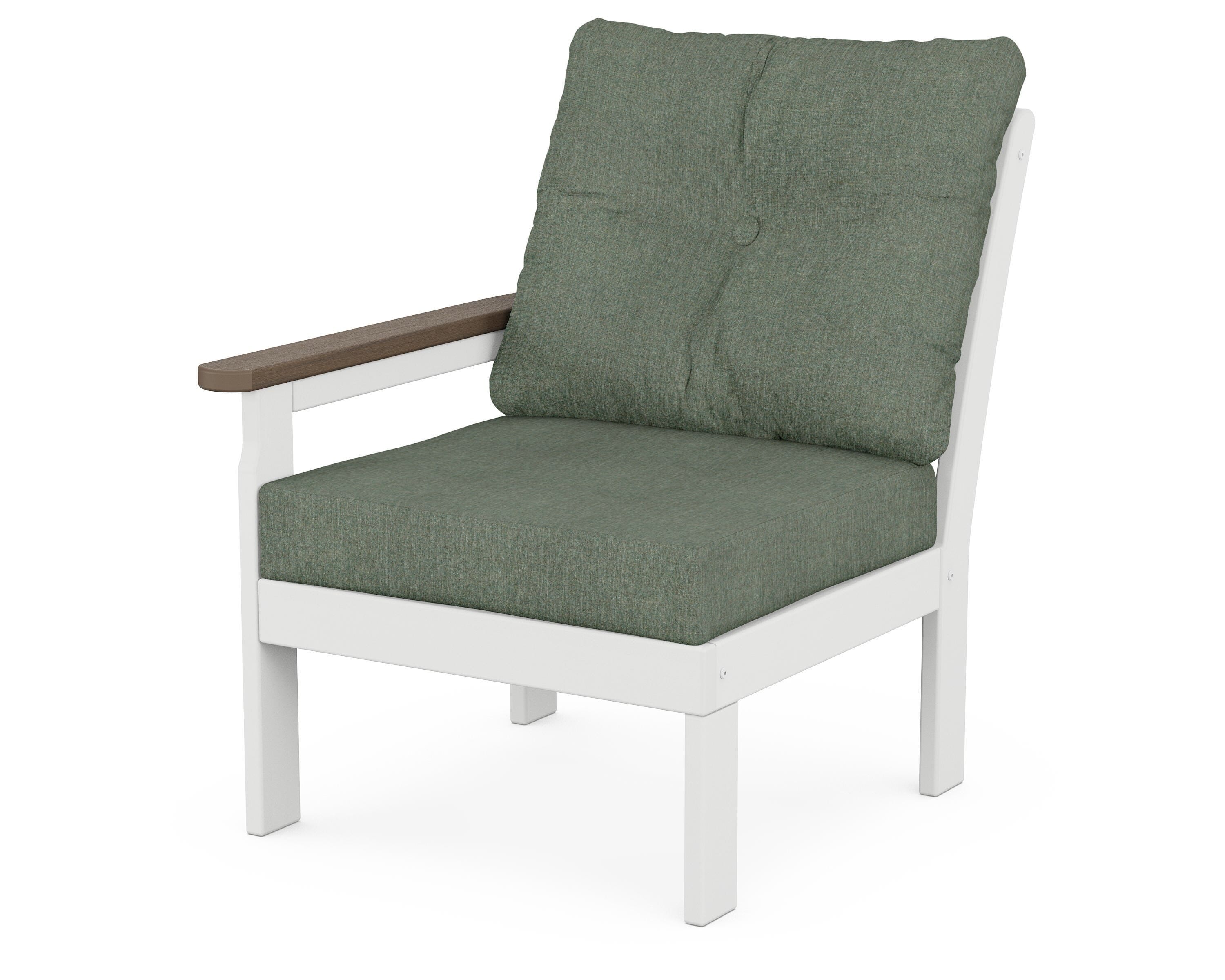 POLYWOOD® Vineyard Modular Left Arm Chair in White / Kona / Cast Sage