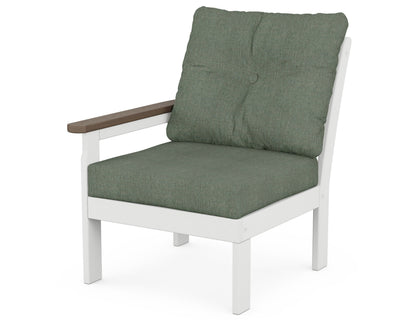 POLYWOOD® Vineyard Modular Left Arm Chair in White / Kona / Cast Sage