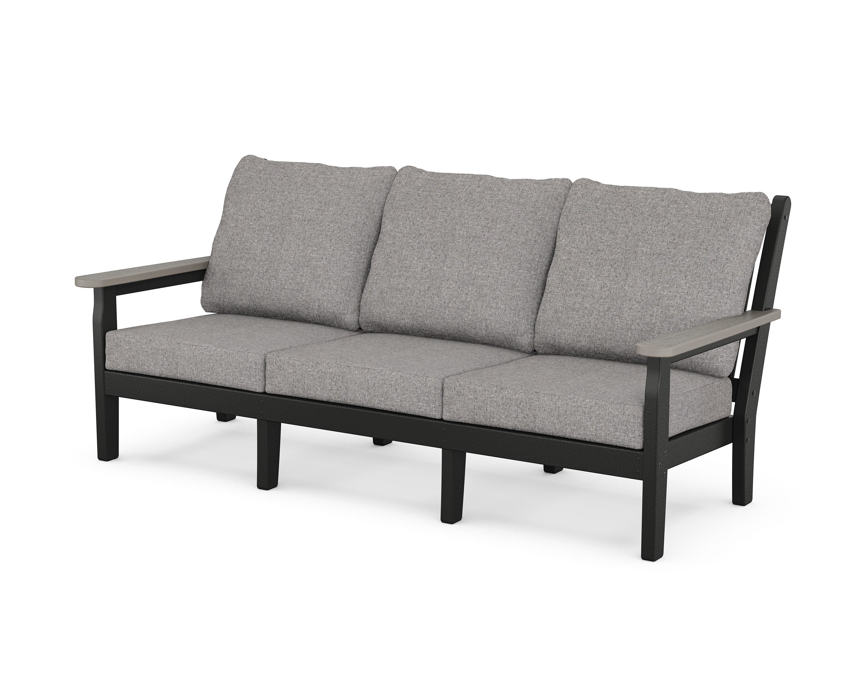 POLYWOOD® Chippendale Deep Seating Sofa in Black / Driftwood / Grey Mist