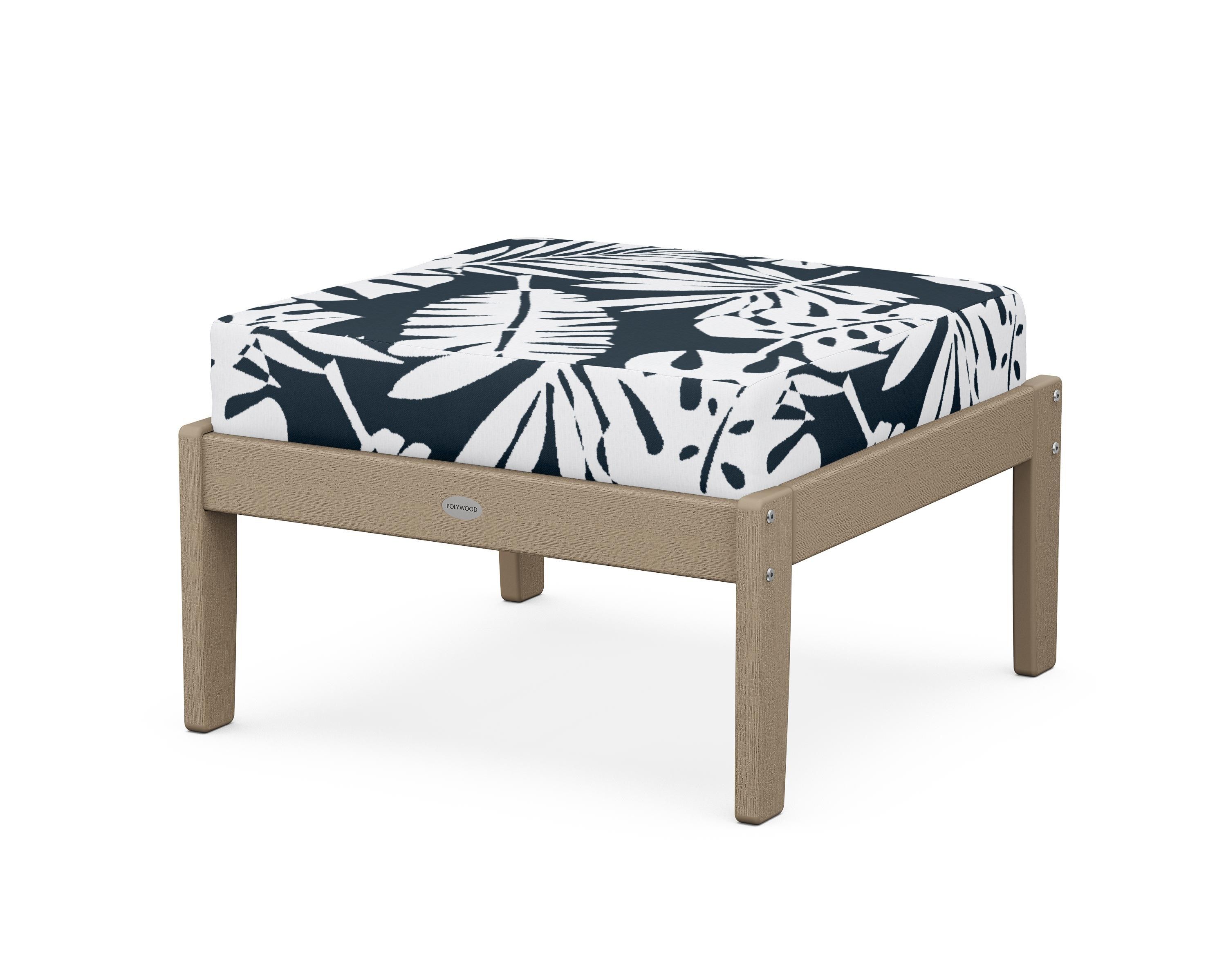POLYWOOD® Braxton Deep Seating Ottoman in Vintage Sahara / Leaf Marine Indigo