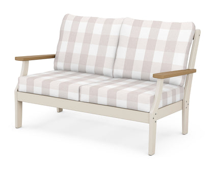 POLYWOOD® Braxton Deep Seating Loveseat in Sand / Natural / Buffalo Plaid Dune Burlap