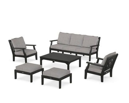 Martha Stewart by POLYWOOD® Chinoiserie 6-Piece Lounge Sofa Set in Black / Grey Mist