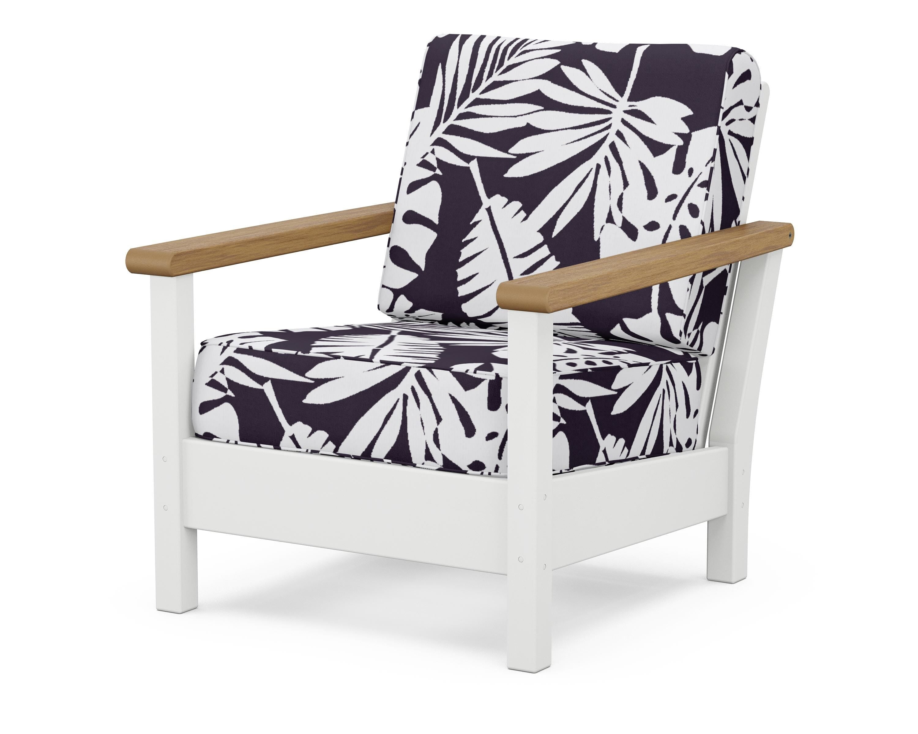 POLYWOOD® Harbour Deep Seating Chair in White / Natural / Leaf Navy