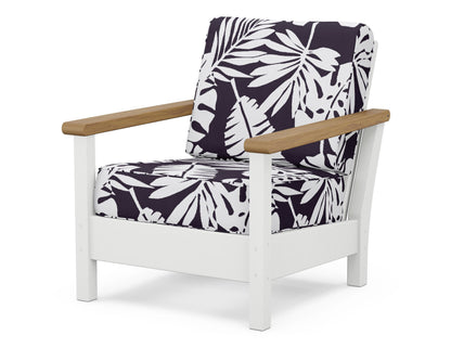 POLYWOOD® Harbour Deep Seating Chair in White / Natural / Leaf Navy