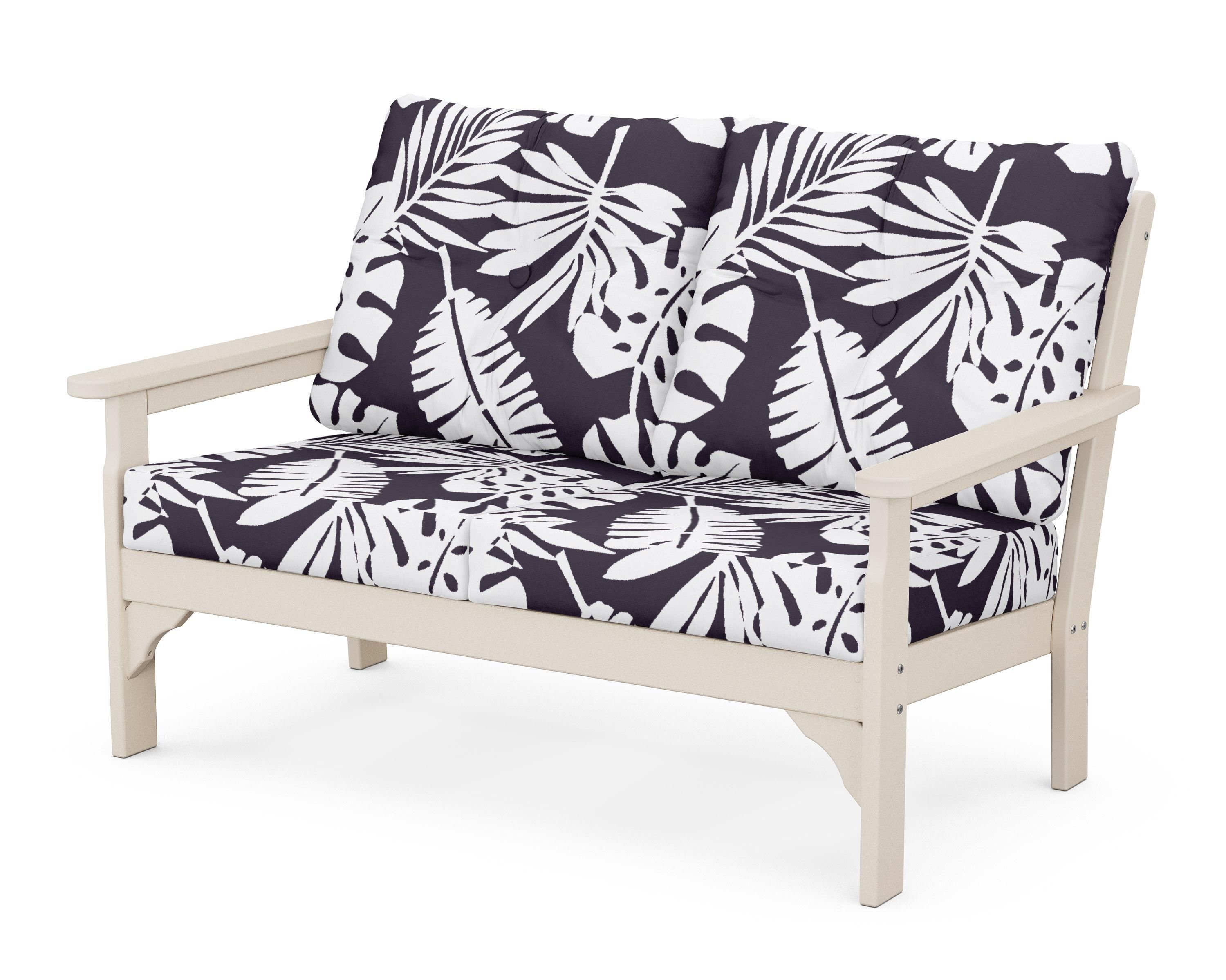 POLYWOOD® Vineyard Deep Seating Loveseat in Sand / Leaf Navy